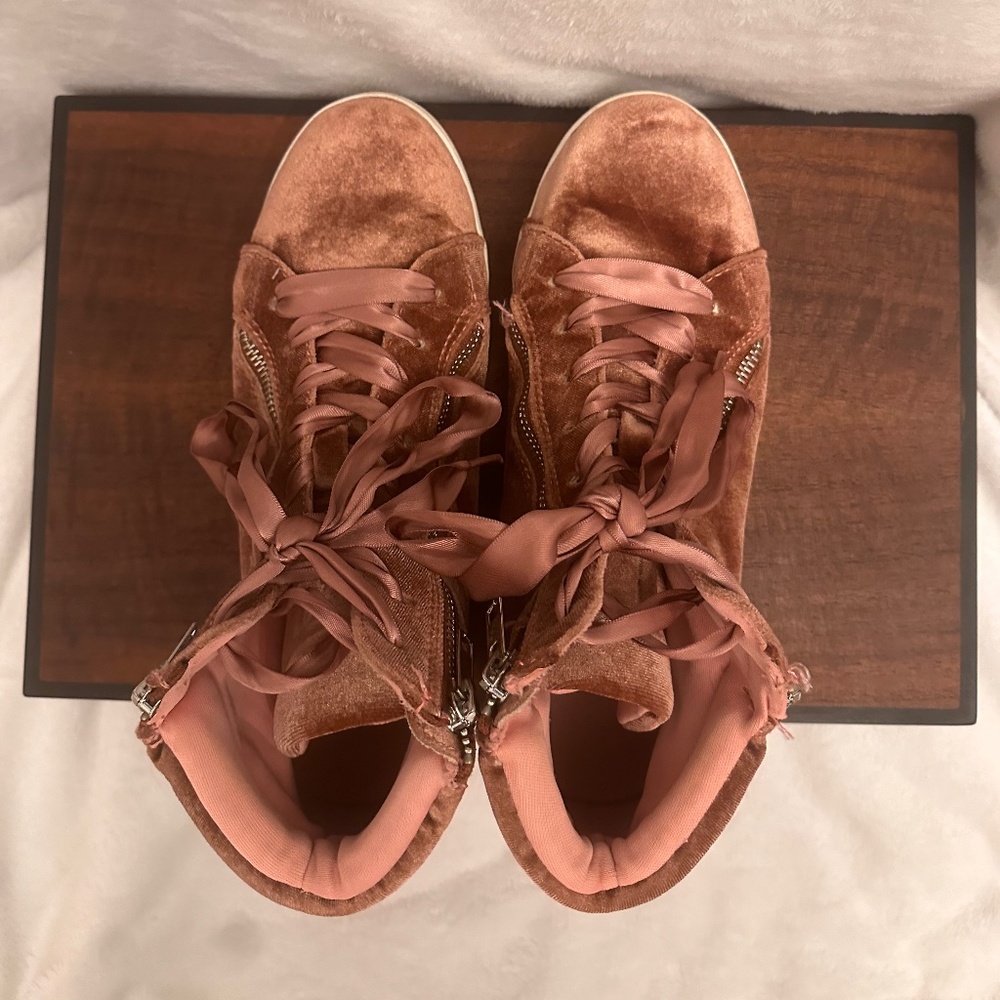 Pink Suede High Top Sneakers